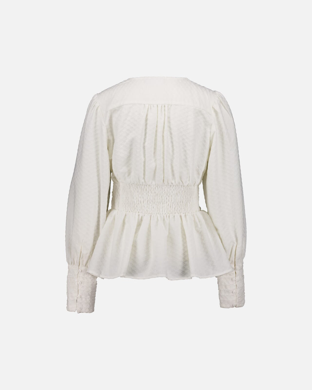 PIECES Topp Monika LS Flounce - Cloud Dancer