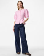 PIECES Strikket Cardigan Silly Puff SS - Roseate Spoonbill/ Melange