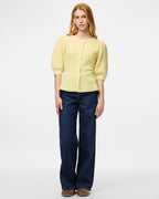 PIECES Strikket Cardigan Silly Puff SS - Pale Banana/ Melange