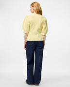 PIECES Strikket Cardigan Silly Puff SS - Pale Banana/ Melange