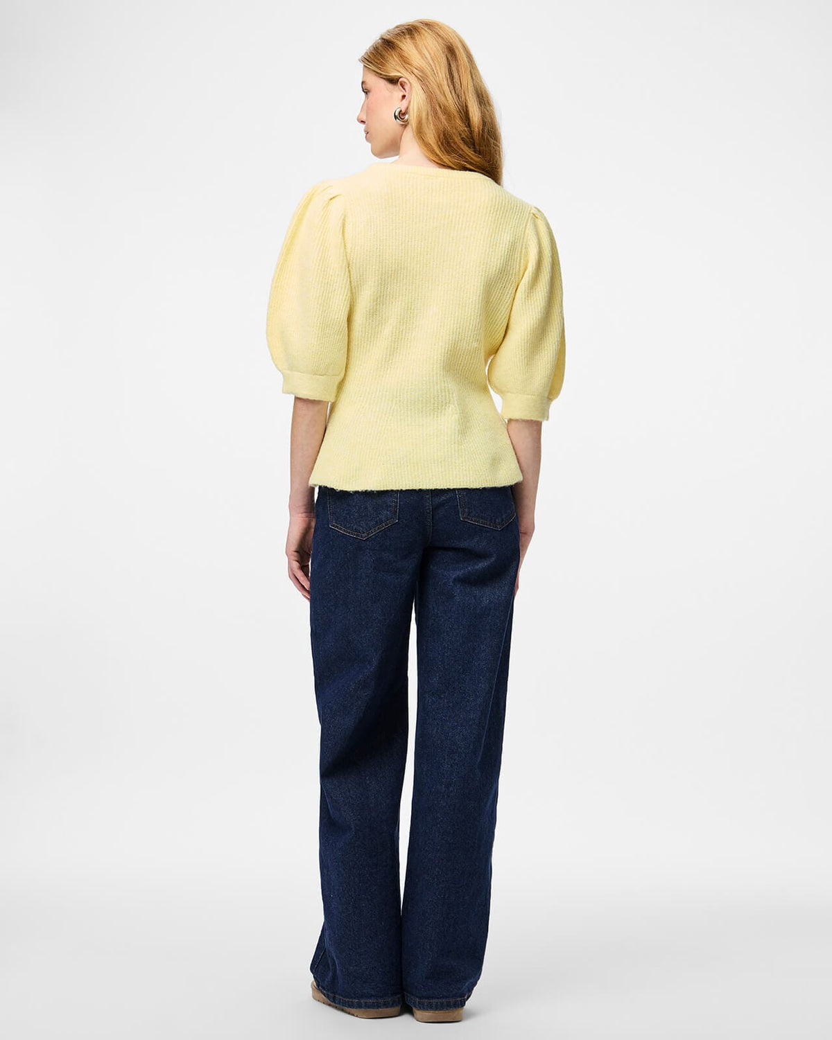 PIECES Strikket Cardigan Silly Puff SS - Pale Banana/ Melange