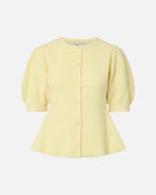 PIECES Strikket Cardigan Silly Puff SS - Pale Banana/ Melange