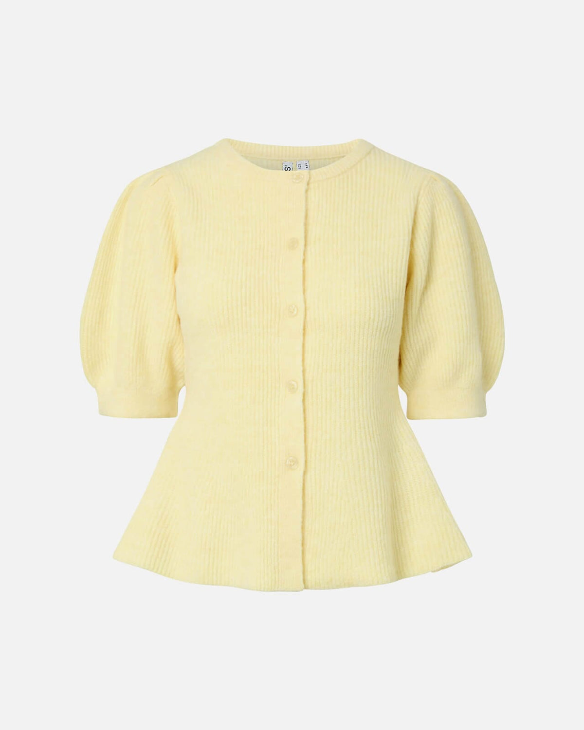PIECES Strikket Cardigan Silly Puff SS - Pale Banana/ Melange