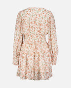 PIECES Kjole Monika Nanna Nanna LS V-neck - Cloud Dancer/ Peach Mel./ Dusty Coral Flow.