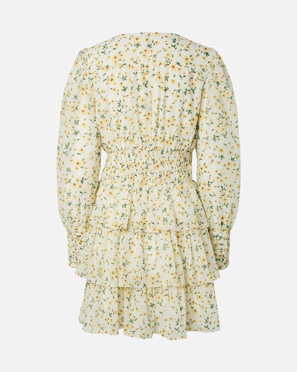 PIECES Kjole Monika Nanna Nanna LS V-neck - Cloud Dancer/ Flan/ Straw Flowers
