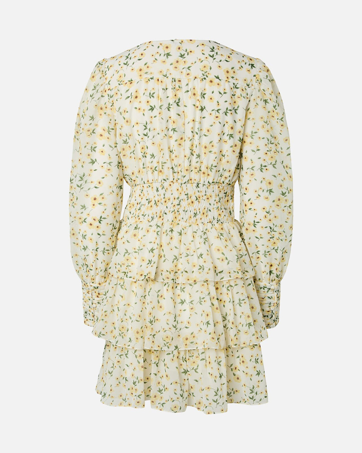 PIECES Kjole Monika Nanna Nanna LS V-neck - Cloud Dancer/ Flan/ Straw Flowers