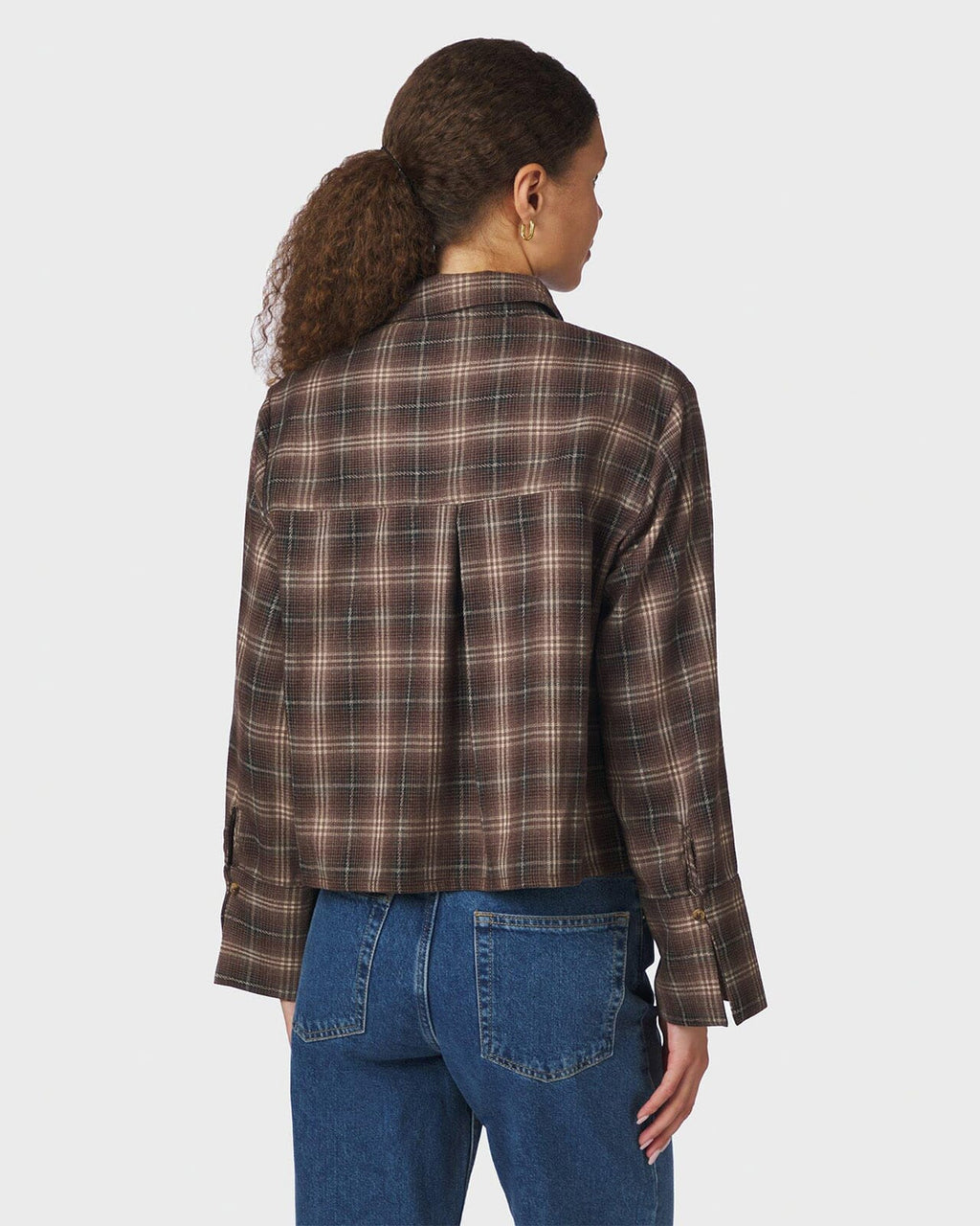 NEO NOIR Skjorte Jaylin Flannel Check - Dark Taupe