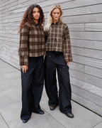 NEO NOIR Skjorte Jaylin Flannel Check - Dark Taupe