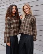NEO NOIR Skjorte Jaylin Flannel Check - Dark Taupe