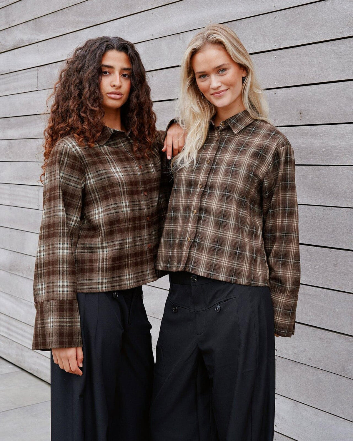 NEO NOIR Skjorte Jaylin Flannel Check - Dark Taupe