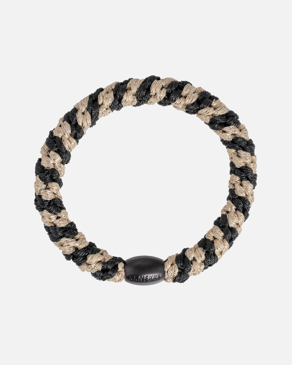 KKNEKKI by Bon Dep Hårstrikk Stripe 18360 - Black/ Beige Glitter