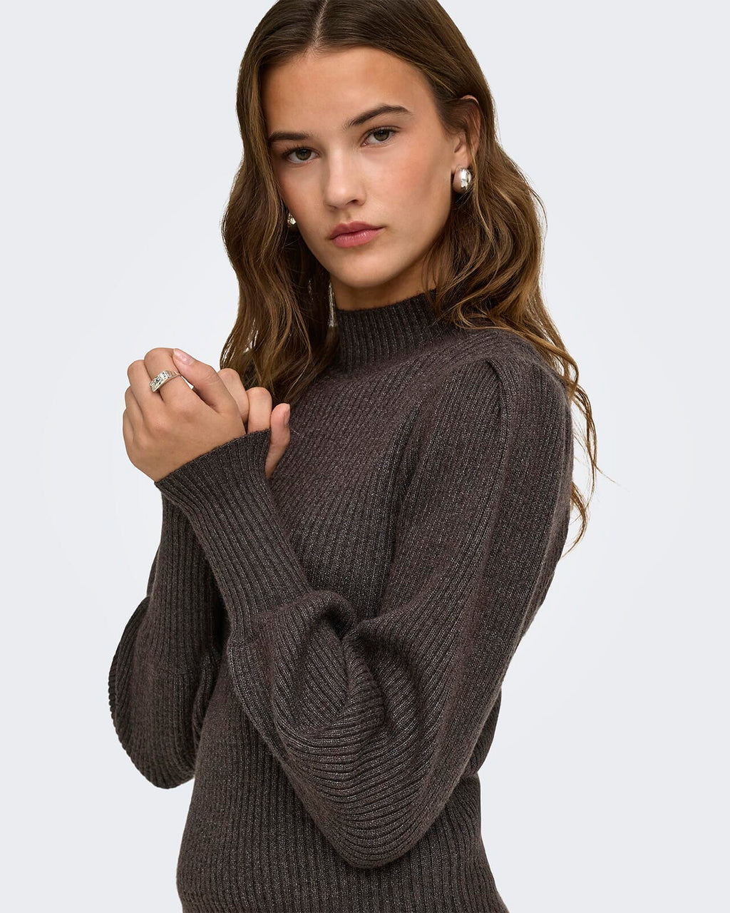 ONLY Genser Katia L/S Highneck Pull - Chocolate Torte
