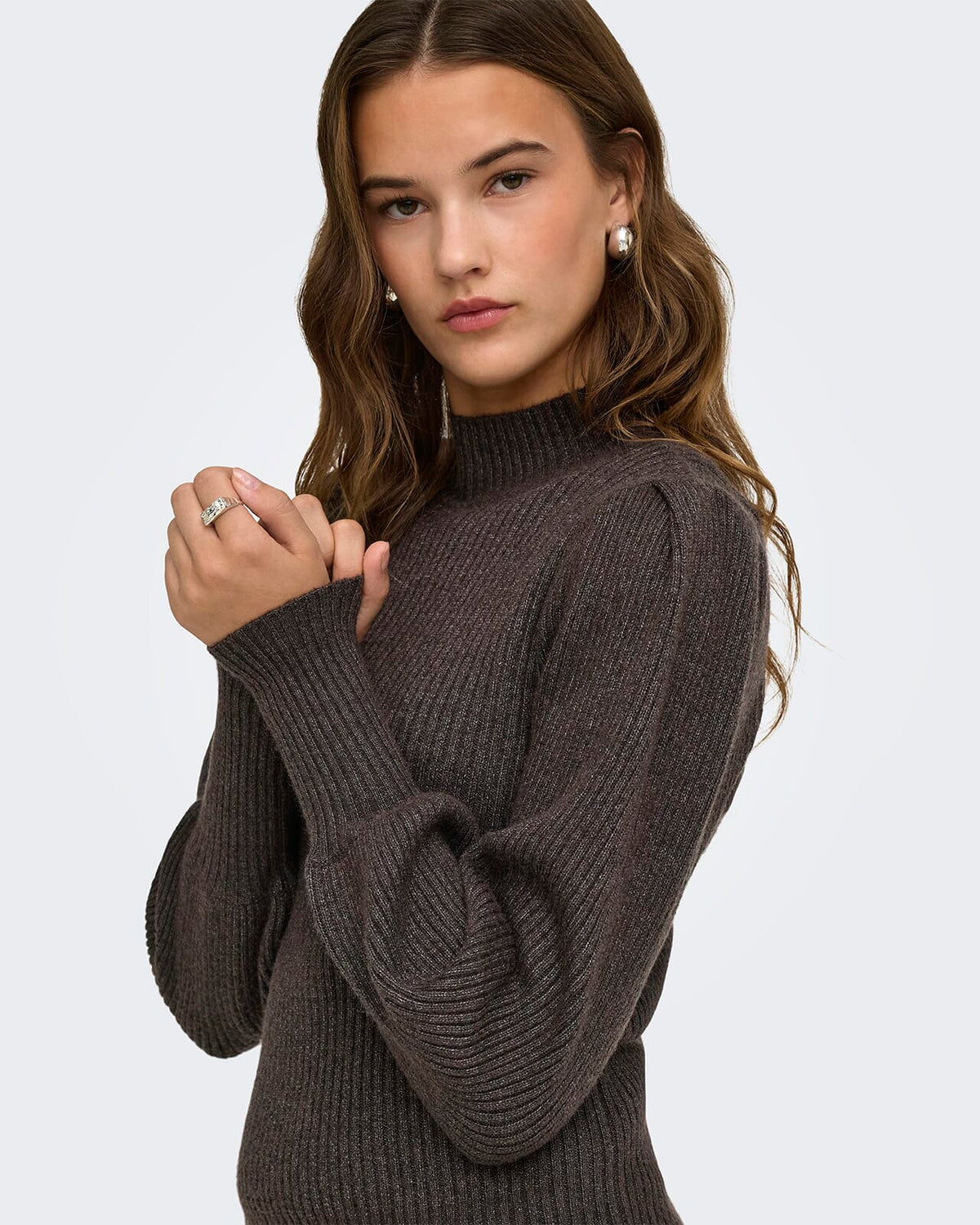 ONLY Genser Katia L/S Highneck Pull - Chocolate Torte