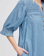 ICHI Denimkjole Ancey DR - Washed blue denim