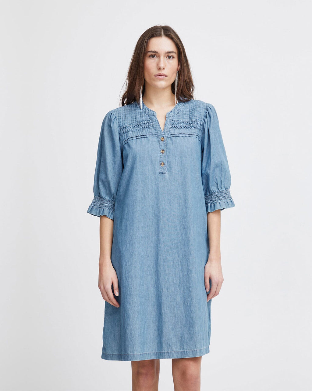 ICHI Denimkjole Ancey DR - Washed blue denim