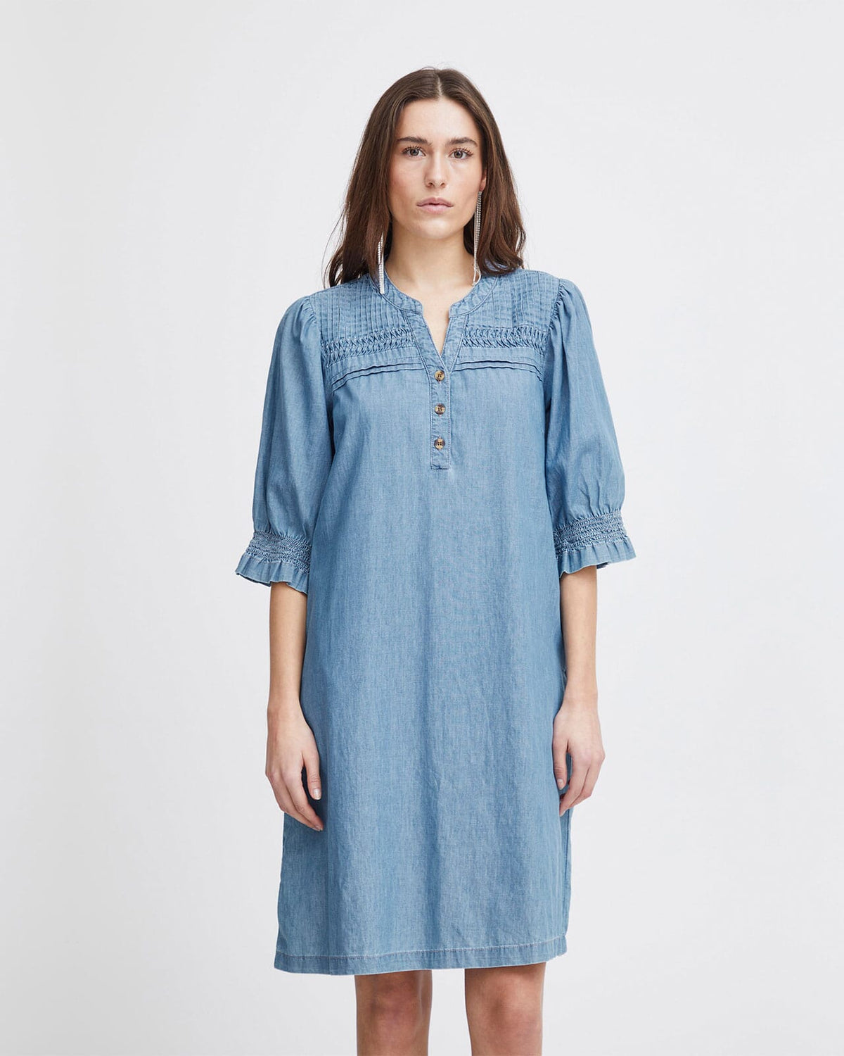 ICHI Denimkjole Ancey DR - Washed blue denim