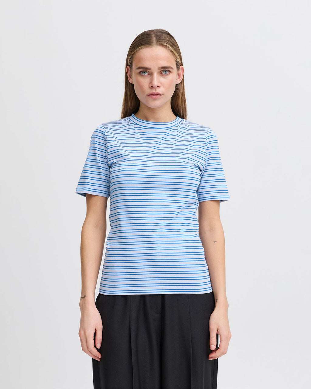 ICHI T-skjorte Mira SS2 - Zen Blue/ Turkish Sea