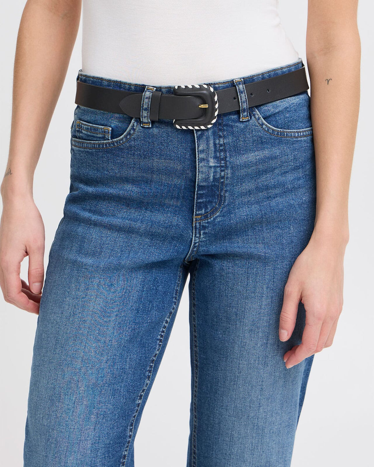 ICHI Skinnbelte Nelia Leather Belt - Black
