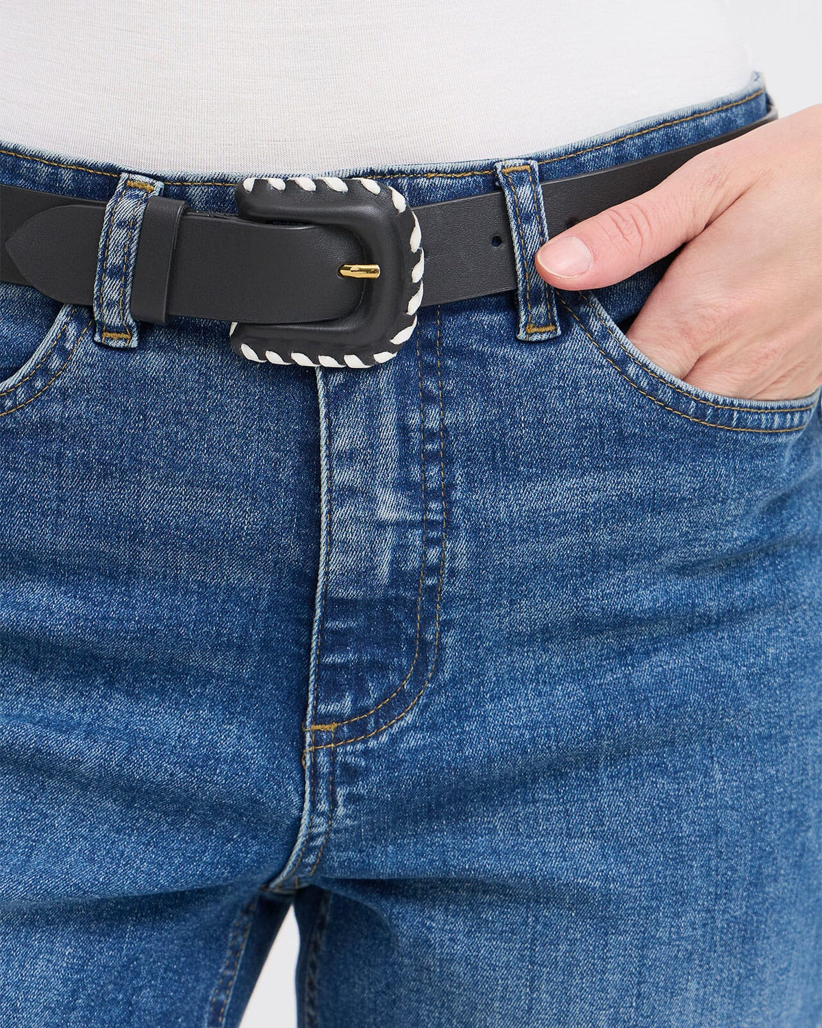 ICHI Skinnbelte Nelia Leather Belt - Black