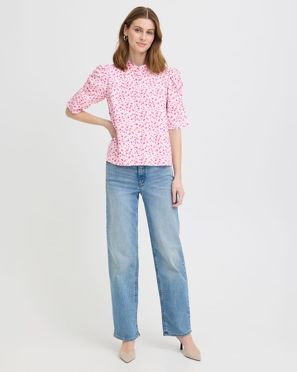 ICHI Topp Qwin SH3 - Light Pink/ Azaela Flower
