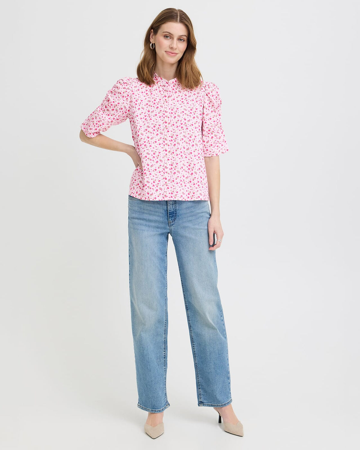 ICHI Topp Qwin SH3 - Light Pink/ Azaela Flower