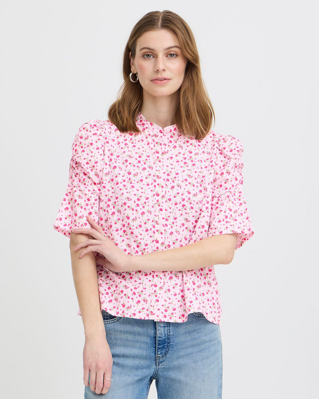 ICHI Topp Qwin SH3 - Light Pink/ Azaela Flower