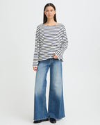 ICHI Topp Mira Boatneck LS2 - Total Eclipse/ Cloud Dancer