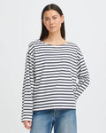 ICHI Topp Mira Boatneck LS2 - Total Eclipse/ Cloud Dancer