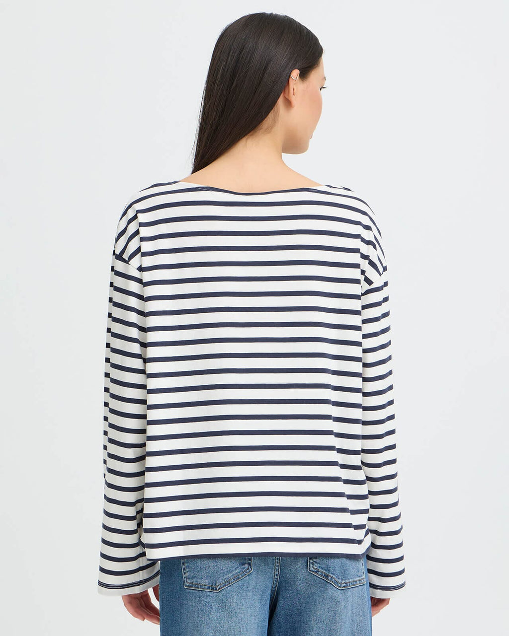 ICHI Topp Mira Boatneck LS2 - Total Eclipse/ Cloud Dancer