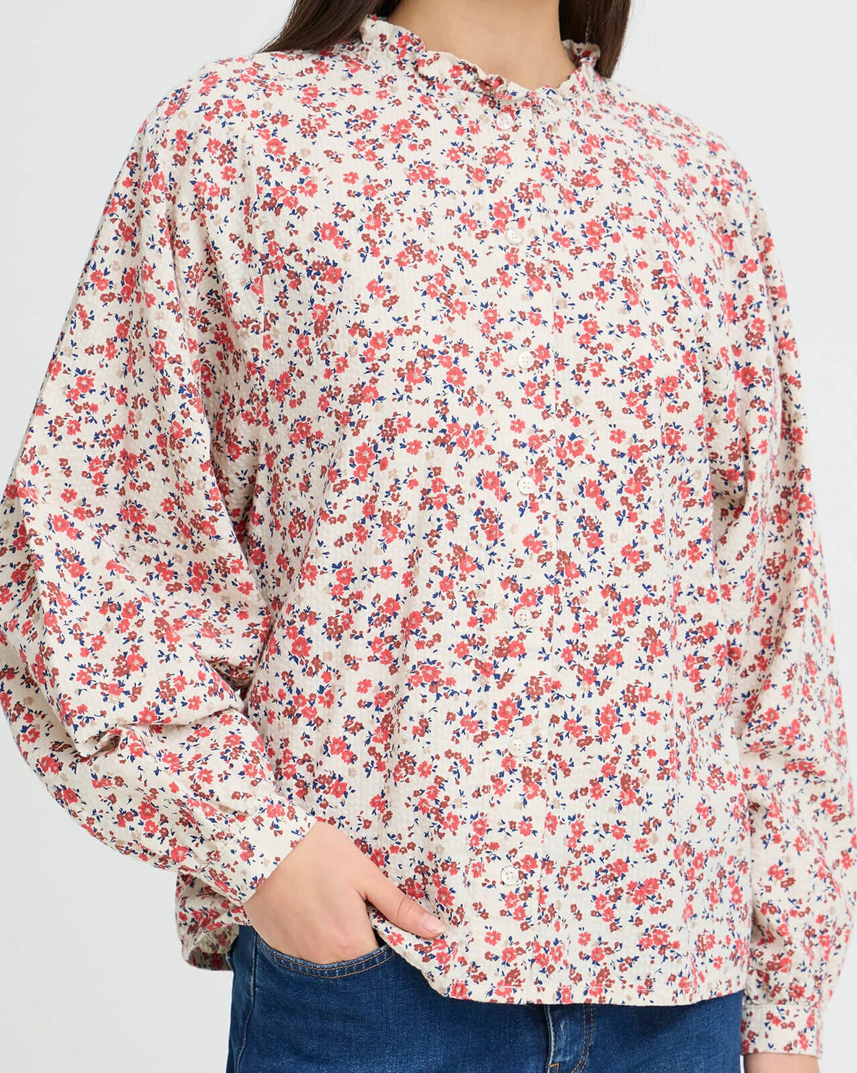 ICHI Bluse Qwina - Teaberry Small Flower