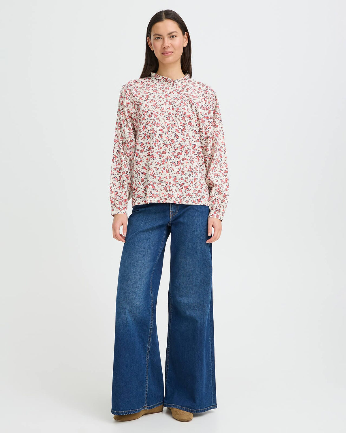 ICHI Bluse Qwina - Teaberry Small Flower