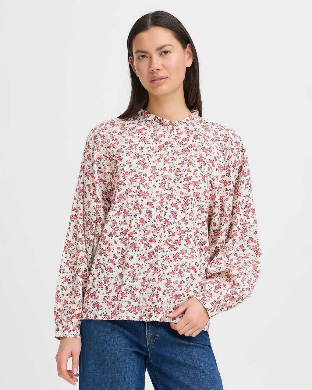 ICHI Bluse Qwina - Teaberry Small Flower