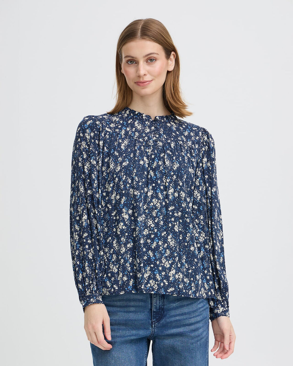 ICHI Bluse Vera LS19 - Total Eclipse Flower