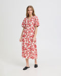 ICHI Midikjole Gilvis DR - Red Floral Print