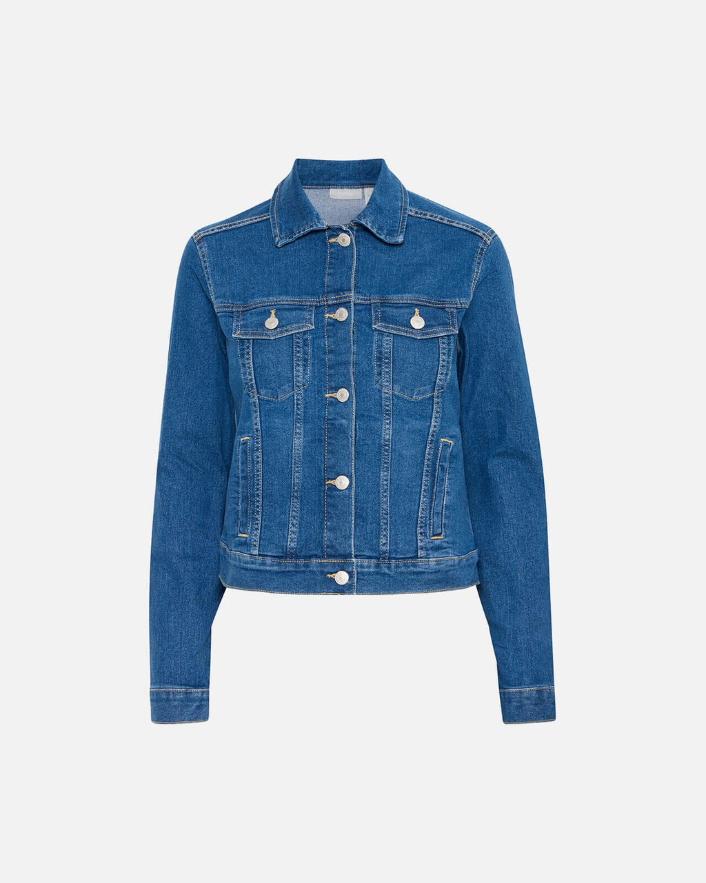 FRANSA Denimjakke Denima - Mid Blue Denim