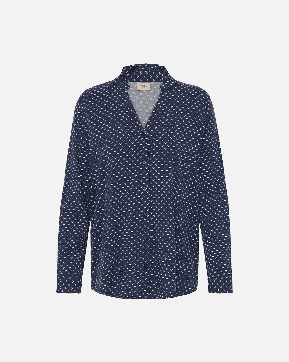 Fransa Bluse Justine SH 1 - Graphic Heart Navy