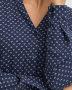 Fransa Bluse Justine SH 1 - Graphic Heart Navy