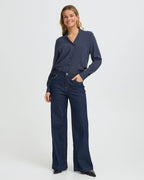 Fransa Bluse Justine SH 1 - Graphic Heart Navy