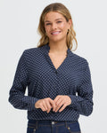 Fransa Bluse Justine SH 1 - Graphic Heart Navy