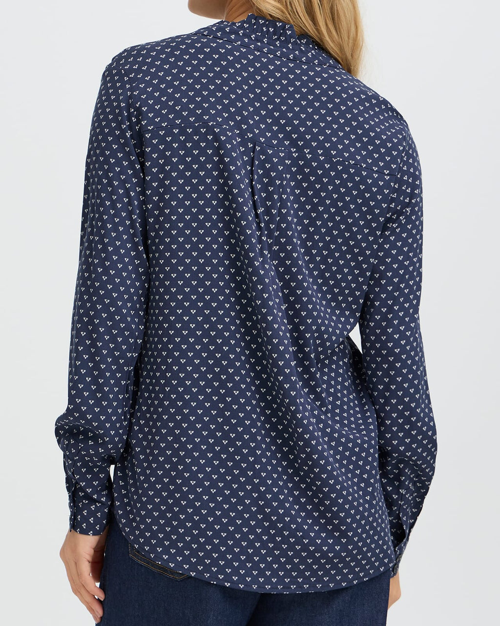 Fransa Bluse Justine SH 1 - Graphic Heart Navy