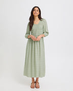 FRANSA Midikjole Laya Smock DR 2 - Whisper Sage Wild Loom
