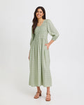 FRANSA Midikjole Laya Smock DR 2 - Whisper Sage Wild Loom