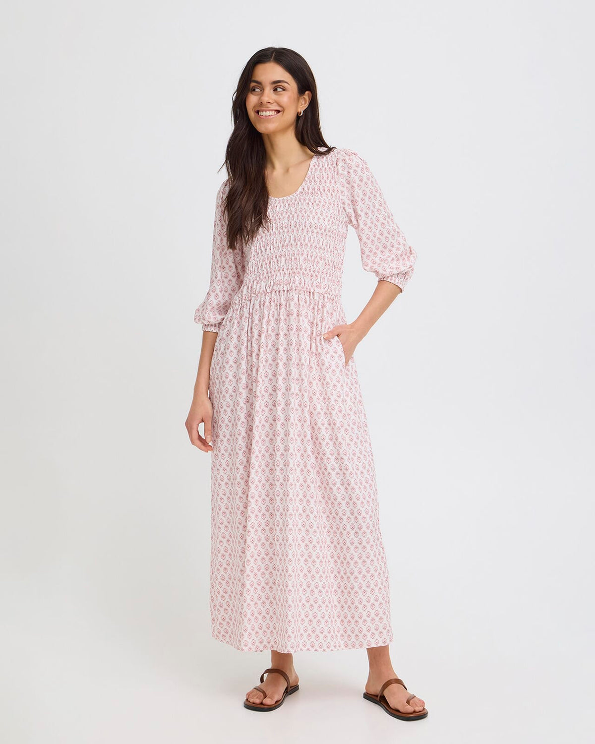FRANSA Midikjole Laya Smock DR 2 - Lotus Wild Loom