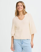 FRANSA Strikket Topp Tayloor PU 1 - Whisper White