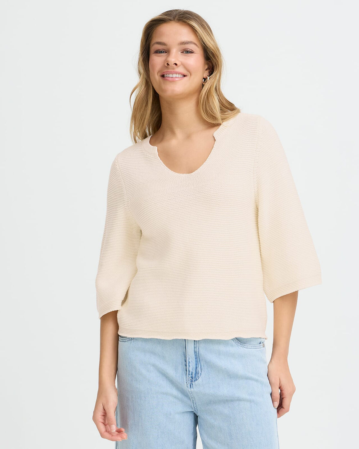 FRANSA Strikket Topp Tayloor PU 1 - Whisper White