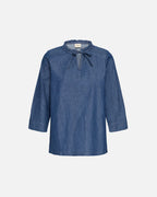 FRANSA Bluse Larissa Denim - Mid Blue Denim