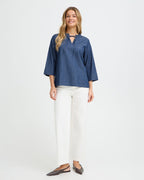 FRANSA Bluse Larissa Denim - Mid Blue Denim