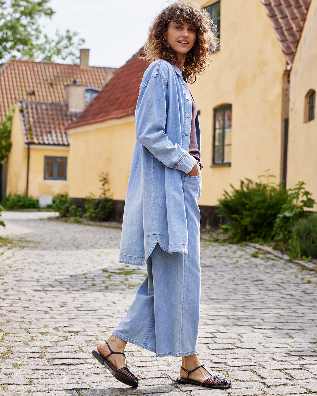 FRANSA Skjortekjole Lise Denim - Light Blue Denim