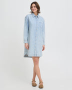 FRANSA Skjortekjole Lise Denim - Light Blue Denim