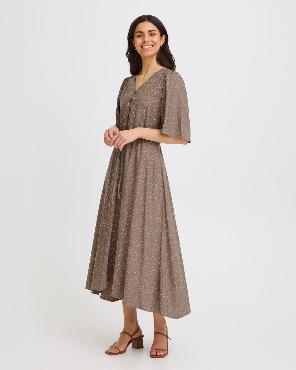 FRANSA Midikjole Laya DR 1 - Dots Mountain T/ White Dot